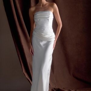 Meshki Jasmine Strapless Satin Dress